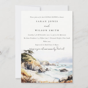 Invitación Gran Ducha de parejas de acuarela de Big Sur Calif