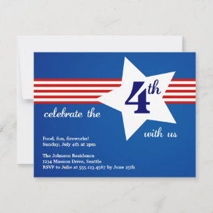 Invitación Gran estrella del 4 de julio de las franjas Celebr