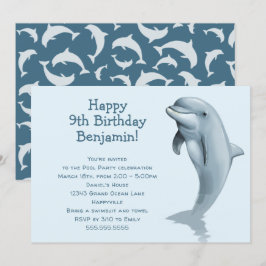 Invitación Gran fiesta de cumpleaños de delfines para niños