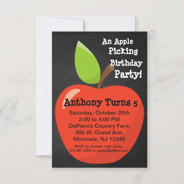 Invitación Gran fiesta de cumpleaños de la selección de Apple (Anverso)