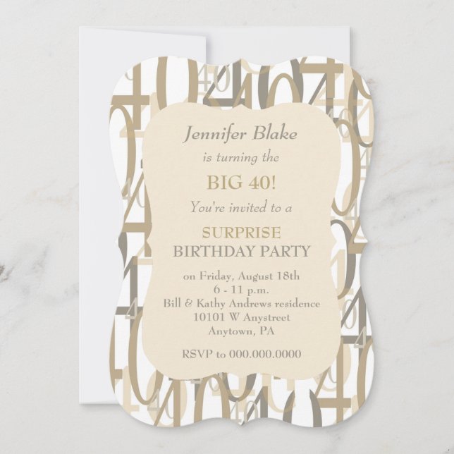 Invitación Gran fiesta de cumpleaños de oro de 40 (Anverso)