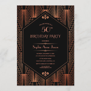 Invitación Gran fiesta de cumpleaños de Royal Copper Black Gr