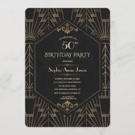 Invitación Gran fiesta de cumpleaños de Royal Gold Black Grea