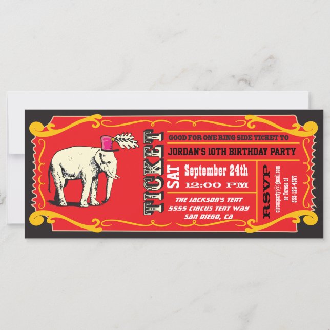 Invitación GRAN fiesta de cumpleaños del Circo Vintage (Anverso)