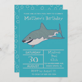 Invitación Gran fiesta de cumpleaños personalizada del Tiburó