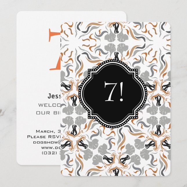 Invitación Gran fiesta de perro dorado negro (Anverso / Reverso)