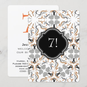 Invitación Gran fiesta de perro dorado negro