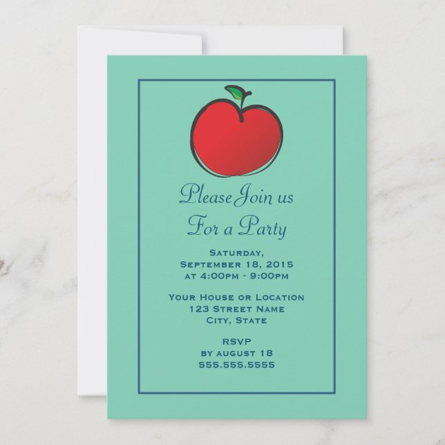 Invitación Gran Fiesta genérico de Apple Roja (Anverso)