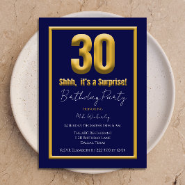Invitación Gran Fiesta Sorpresa de Cumpleaños 30 Azul Marino