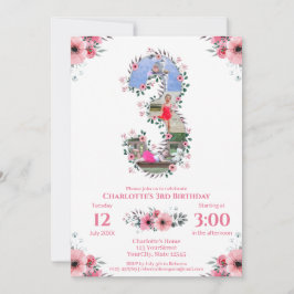 Invitación Gran flor rosa Collage de fotos Chica de cumpleaño