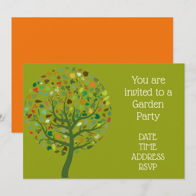 Invitación Gran función de fiesta de jardín lindo árbol (Anverso / Reverso)