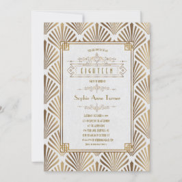 Invitación Gran Gatsby 18º cumpleaños de Luxury Gold Art Deco
