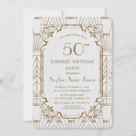 Invitación Gran Gatsby Art Deco 50 Fiesta de cumpleaños