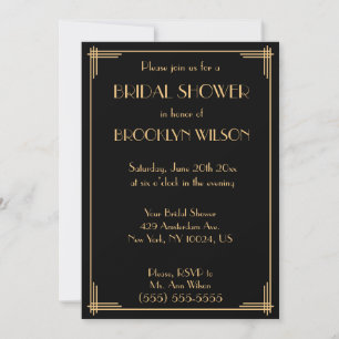 Invitación Gran Gatsby Art Decó Bridal Shower Invita