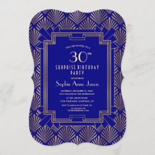 Invitación Gran Gatsby Art Deco de la Marina de Oro Azul