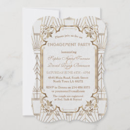 Invitación Gran Gatsby Art Deco Partido de compromiso