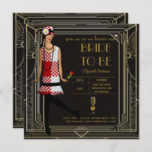 Invitación Gran Gatsby Art Deco Roaring Bridal Shower Rd de l