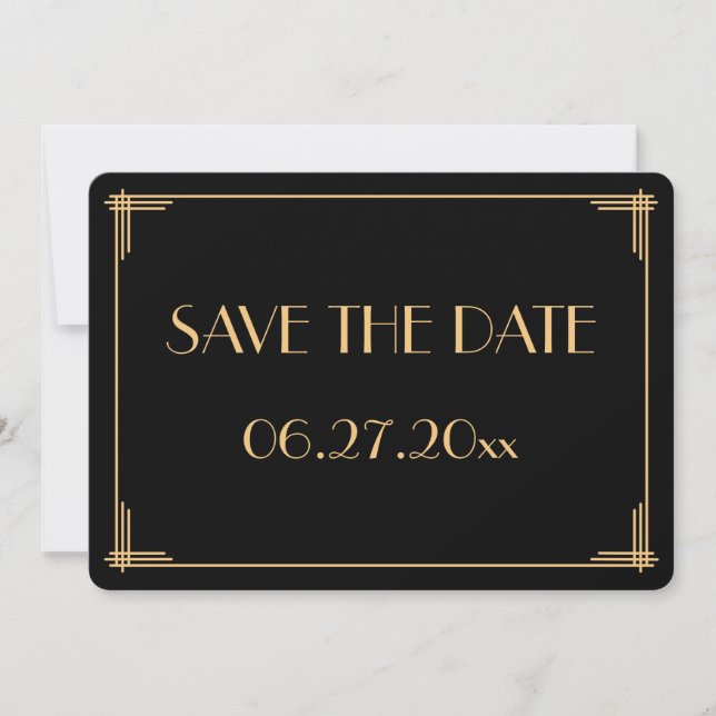 Invitación Gran Gatsby Arte Deco Boda Save The Date redondo (Anverso)