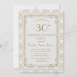 Invitación Gran Gatsby Blanco Art Deco Fiesta de Cumpleaños d