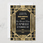 Invitación Gran Gatsby de Art Deco<br><div class="desc">Personalice esta vintage invitación de arte deco Gran Gatsby roando el tema de los años 20 30 invitación de cumpleaños fácil y rápidamente, simplemente presione el botón personalizar it para reorganizar y formatear el estilo y la ubicación del texto. Presentan un marco Art Déco de moda y una combinación de...</div>