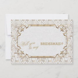 Invitación Gran Gatsby de Oro Blanco Art Dec Boda Bridesmaid