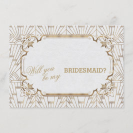 Invitación Gran Gatsby de Oro Blanco Art Dec Boda Bridesmaid