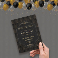 Gran Gatsby de oro negro real Boda Art Deco