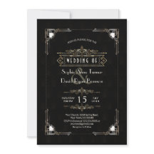 Gran Gatsby de oro negro romántico Boda Art Deco
