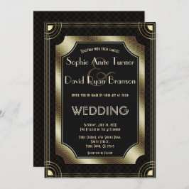 Invitación Gran Gatsby de oro romántico Boda Art Deco de los 