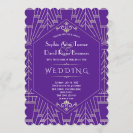 Invitación Gran Gatsby de plata morada real Boda de los años 