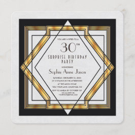 Invitación Gran Gatsby Gold White Art Deco 30 Fiesta de cumpl