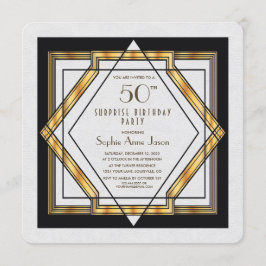 Invitación Gran Gatsby Gold White Art Deco 50 Fiesta de cumpl