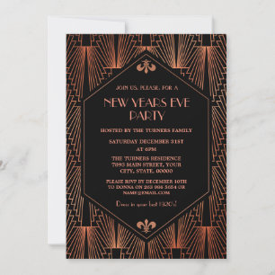 Invitación Gran Gatsby negro del Copp Real de los años 20, Fi
