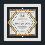 Invitación Gran Gatsby Oro Blanco Art Deco 50 cumpleaños<br><div class="desc">La gran invitación a la boda de los años 20 en el Gran Gatsby Vintage Art Deco. El diseño de una tarjeta inspirada en el negro y el oro de los años 20 presenta un estilo geométrico de Relieve metalizado de oro falso de estilo Art Deco sobre un fondo de...</div>