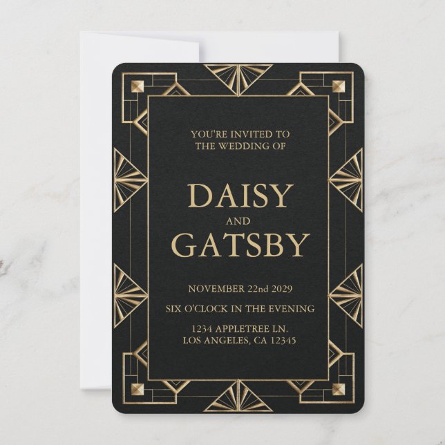 Invitación Gran Gatsby personalizado Guardar la fecha (Reverso)