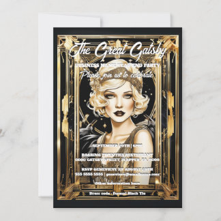 Invitación Gran gatsby tema flapper chica rubia de los años 1