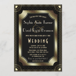 Invitación Gran Glamoroso Gran Gatsby Oro Negro Art Deco Boda