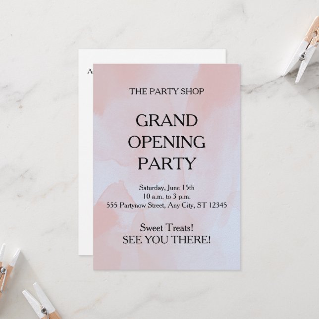 Invitación Gran inauguración de negocios otra celebración (Anverso/Reverso In Situ)