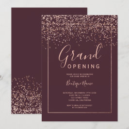 Invitación Gran inauguración de tipografía roja de confeti do