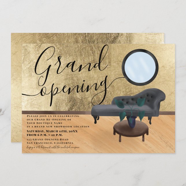 Invitación Gran inauguración del salón de belleza de la escen (Anverso / Reverso)