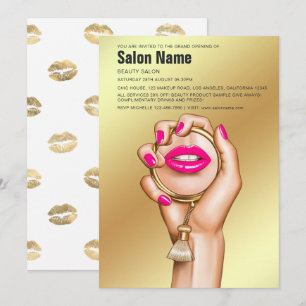 Invitación Gran inauguración del salón de belleza Glam Chic r