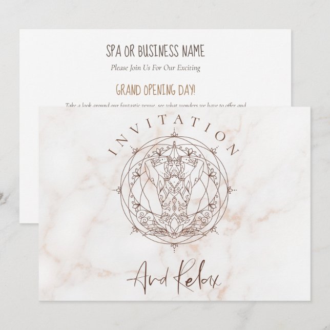 Invitación Gran Inauguración Spa Meditación Mandala Calle Már (Anverso / Reverso)