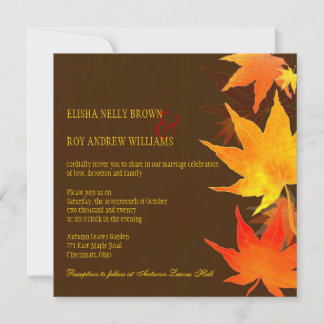 Invitación Gran Maple deja la boda de otoño de chocolate negr