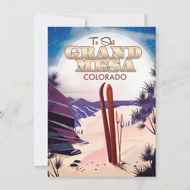 Invitación gran mesa, poster de esquí de Colorado. (Reverso)
