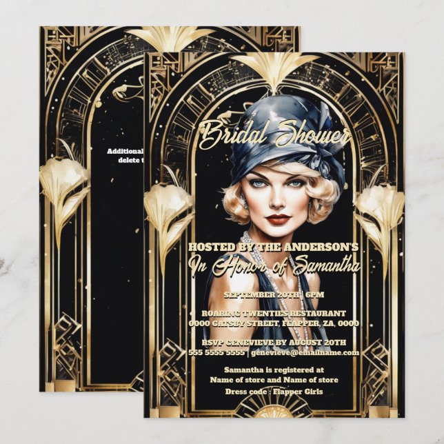 Invitación Gran moda de rubia del Gran Gatsby de los años 192 (Anverso / Reverso)