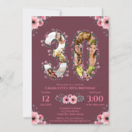 Invitación Gran mujer rosada de Collage de fotos de cumpleaño