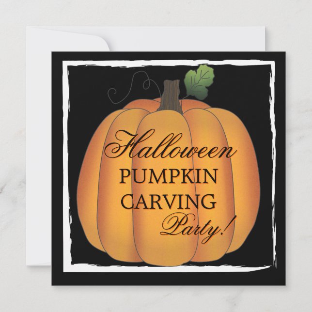 Invitación Gran Naranja Fiesta tallador de calabaza de Hallow (Anverso)