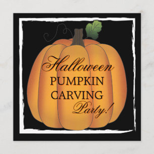 Invitación Gran Naranja Fiesta tallador de calabaza de Hallow