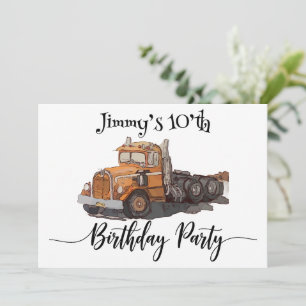 Invitación Gran Naranja Semi Truck
