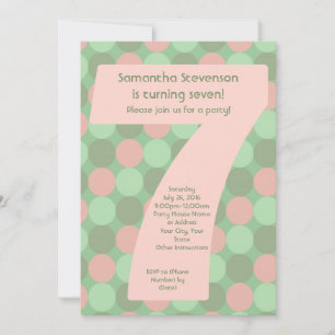 Invitación Gran número 7 Chica Séptimo Partido de Cumpleaños